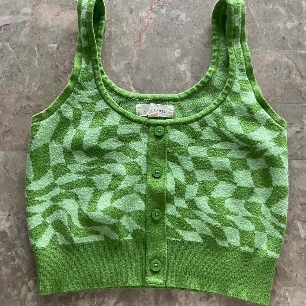 Pacsun Green and White Knit Crop Top